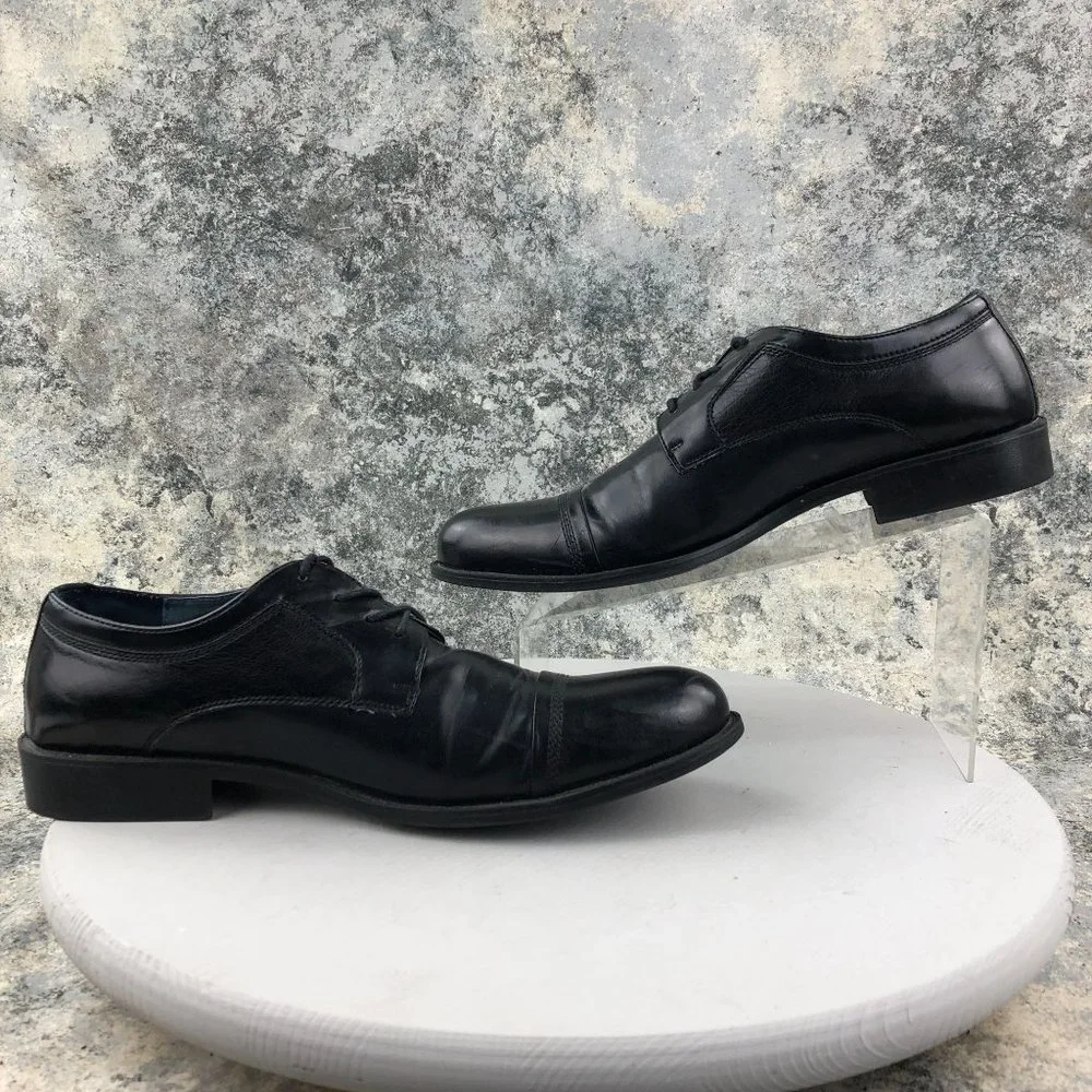 Steve Madden Men's Size 10.5M Minted Black Leather Lace-Up Oxfords Dress Shoes